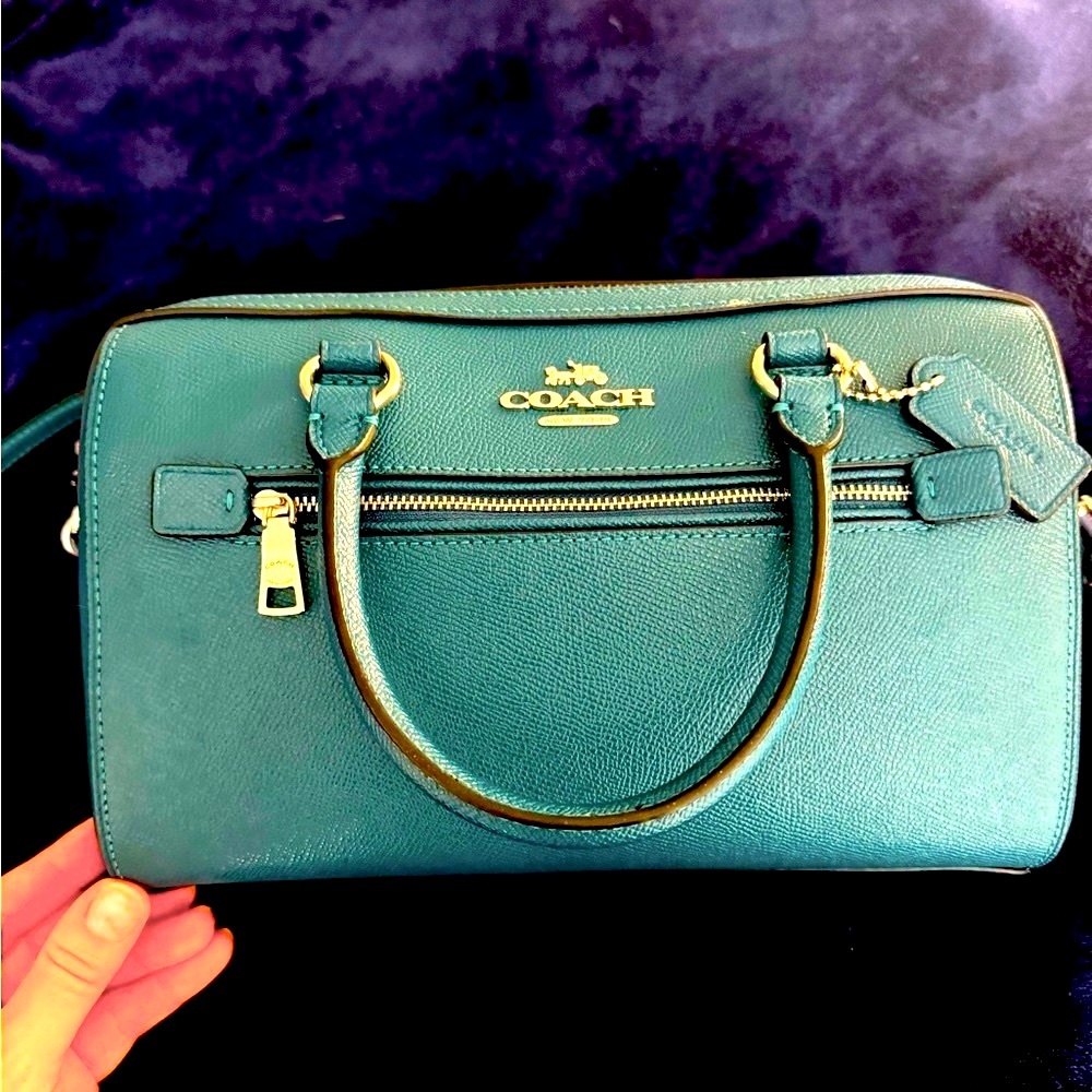 COPY - Coach Rowan Satchel Deep Turquoise gently used no smoke no odors